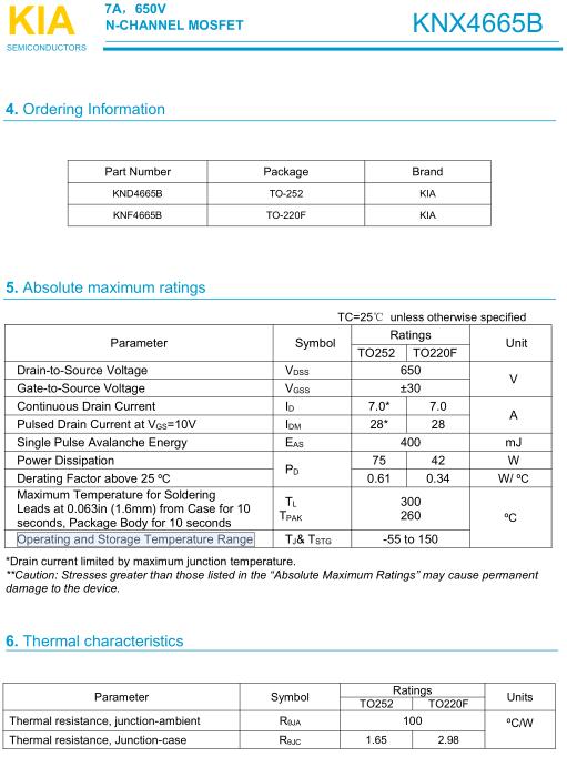 KNX4665B 7A/650V