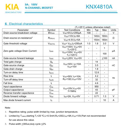 MOS管,KNX4810A,9A/100V